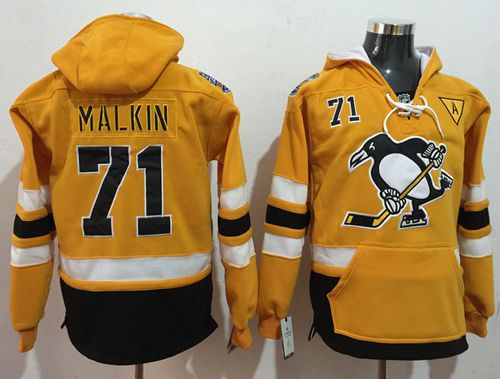 Penguins #71 Evgeni Malkin Gold Sawyer Hooded Sweatshirt Stadium Series Stitched NHL Jersey